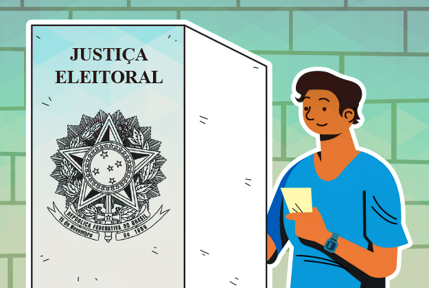 Ilustração eleição votação cabina eleitoral