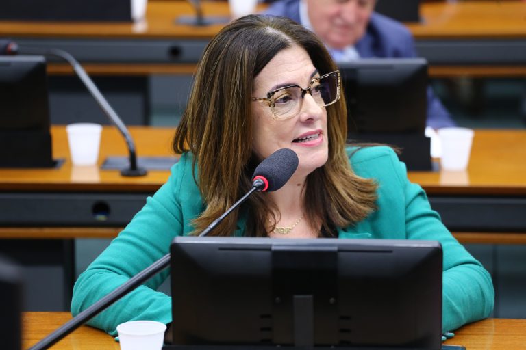 Deputada Rogéria Santos discursa em plenário de comissão