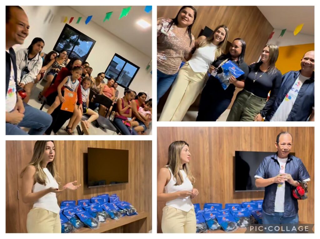Crianças recebendo protetores auditivos